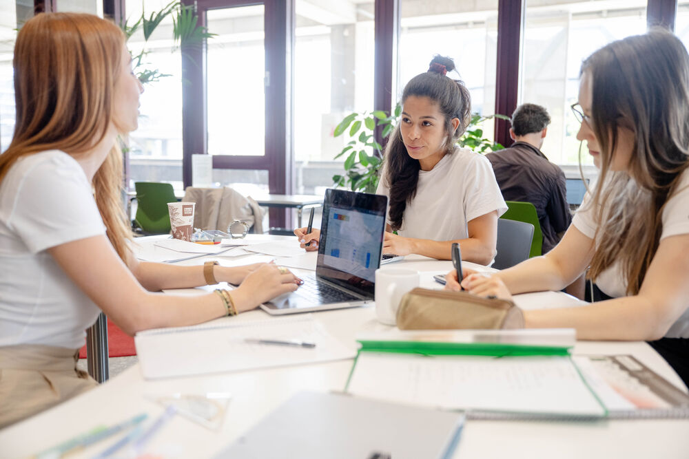 Studentinnen lernen gemeinsam. 