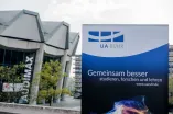 UA Ruhr banner in front of the RUB Audimax