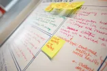 Photo: Writing on a board with post-its