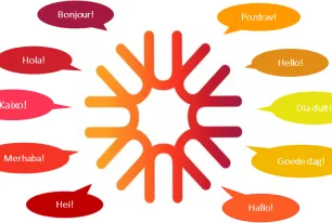 UNIC Logo with bubbles saying Hi in the 10 languages