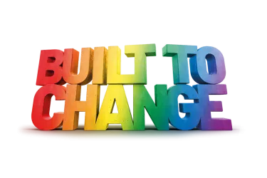 Logo: Diversity-/Regenbogen-Logo "Built to Change" Ruhr-Universität Bochum