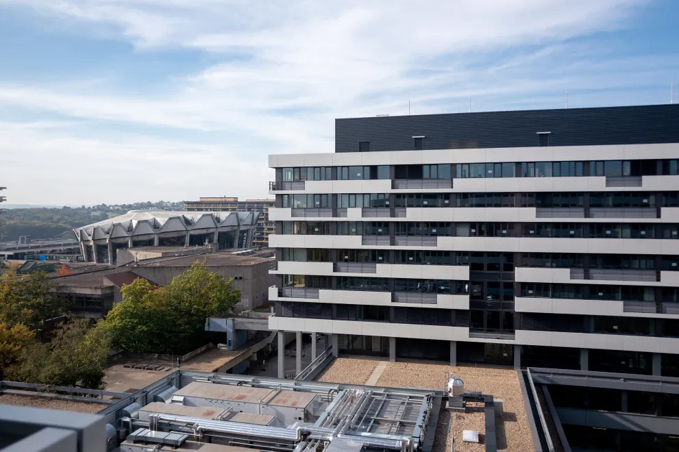 View of the Audimax from the IB building
