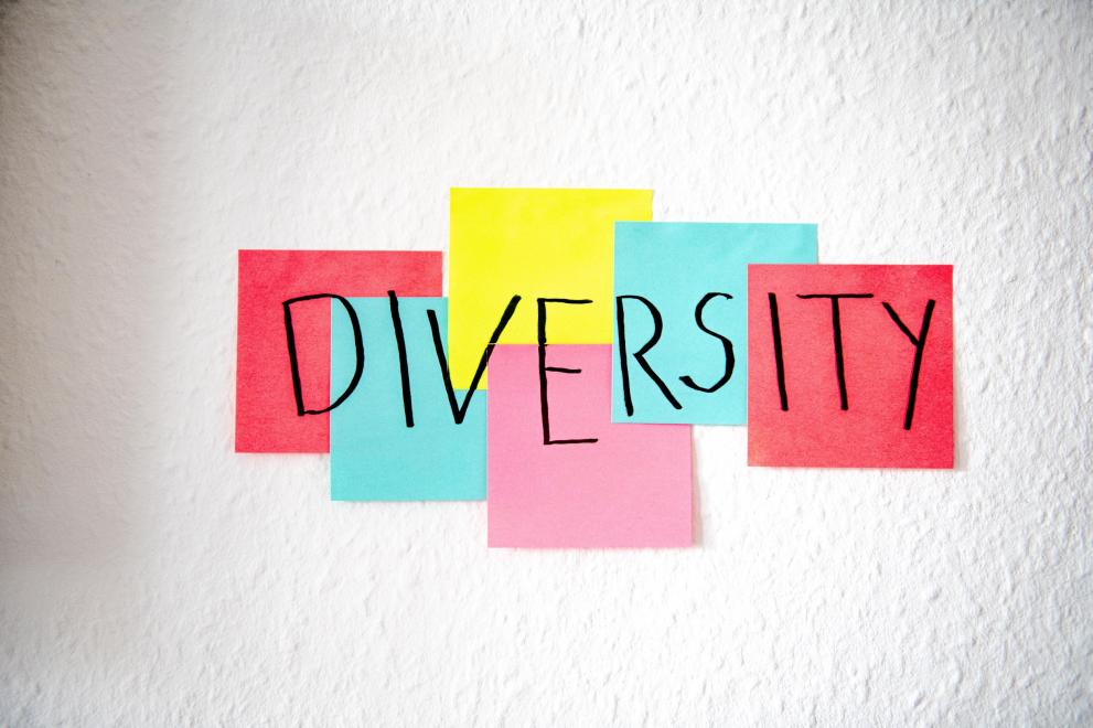 Das Wort "Diversity" auf bunten Klebezetteln