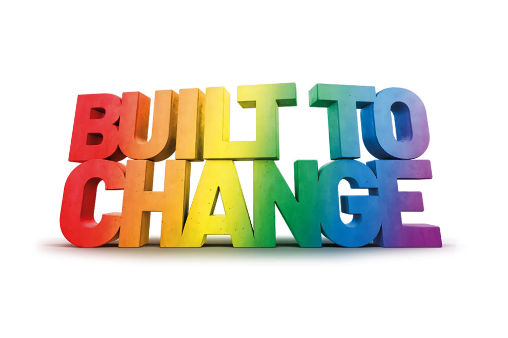 Logo: Diversity-/Regenbogen-Logo "Built to Change" Ruhr-Universität Bochum