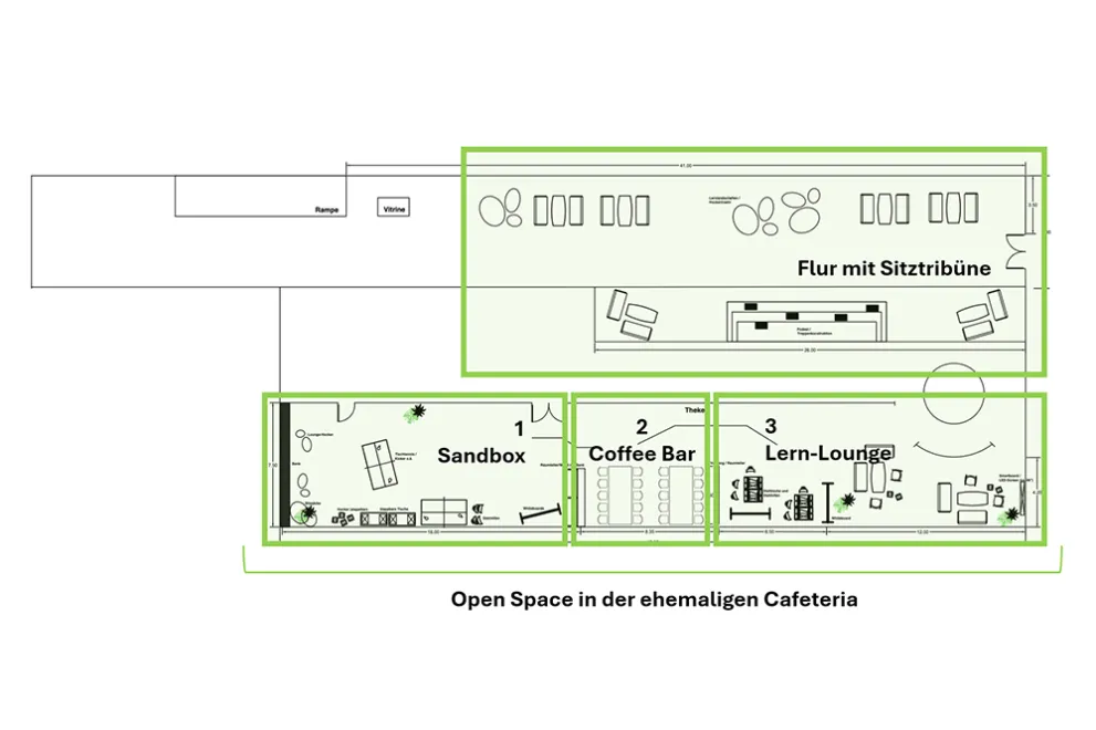 Das Bild zeigt die Planung zur Neugestaltung GA 02 des Projekts Flächen der Zukunft (Stand August 2025)