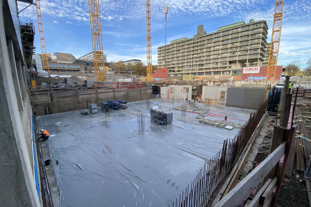 Bodenplatte des zukünftigen Reinraums in E06